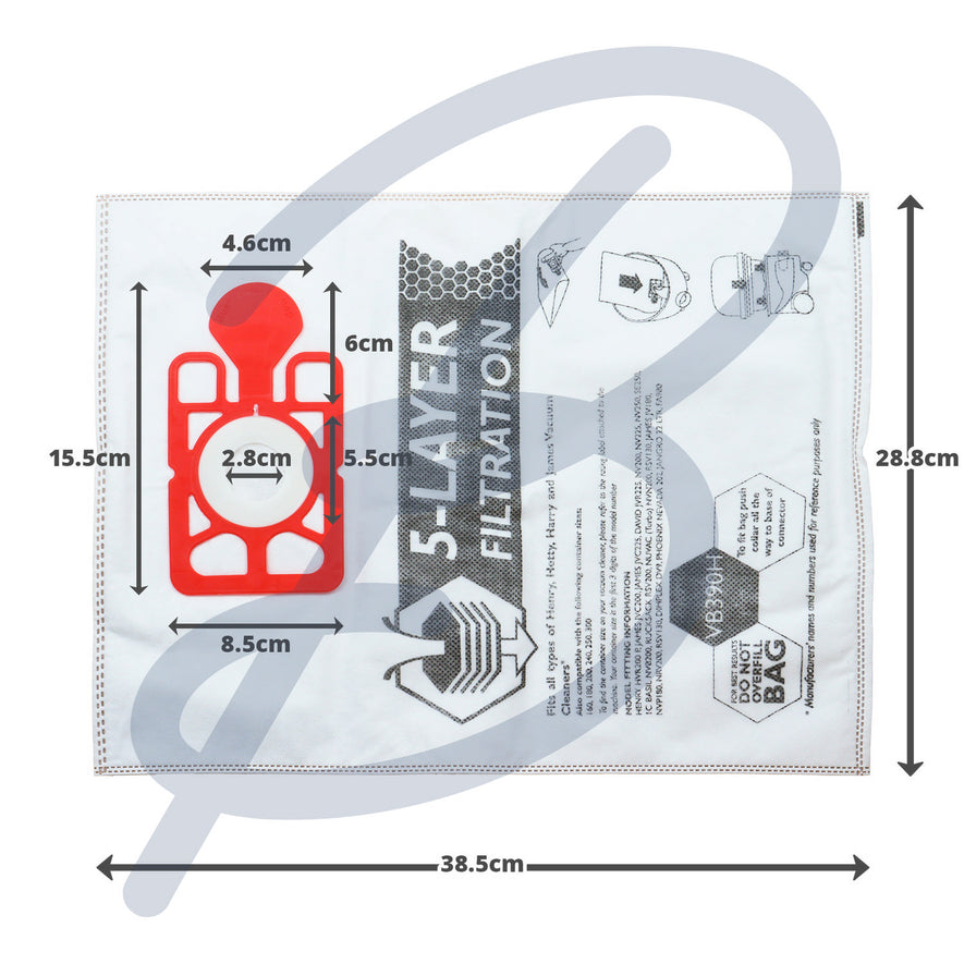 Compatible VB390H10P for Numatic 'NVM-1CH' Plain Polybag Microfibre Bags (x10) - VB390H10P^000